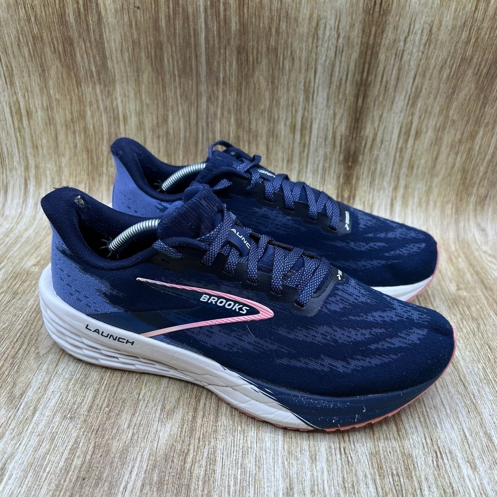 Brooks Launch 11 Women's Size 8.5 Navy Blue‎ Pink Running Shoes 1204391B483